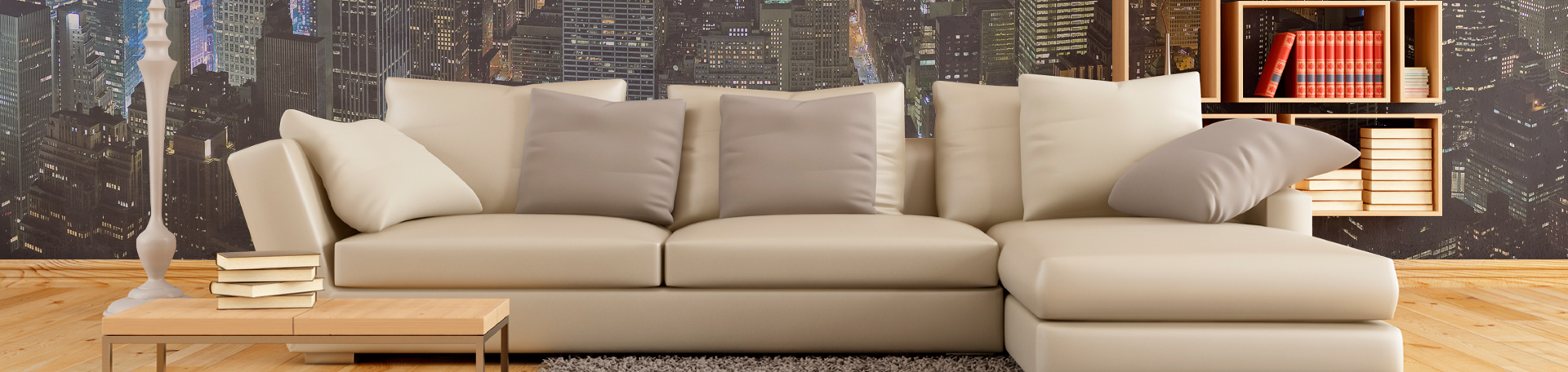 Custom printed wallpaper living room example
